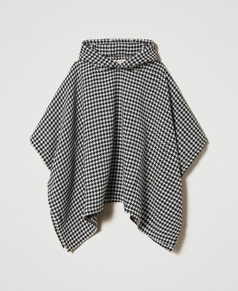 Poncho en drap pied-de-poule