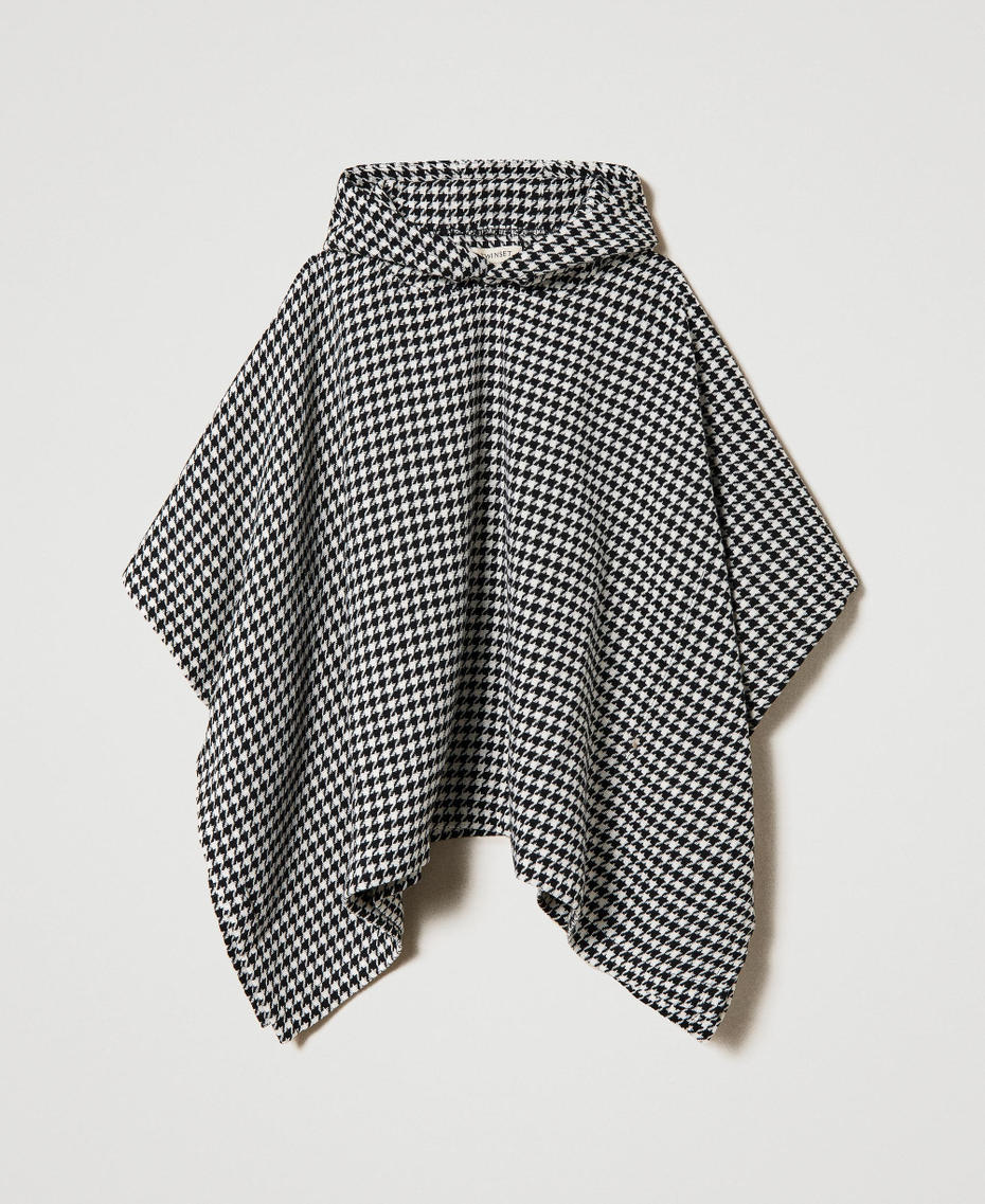 Poncho en drap pied-de-poule