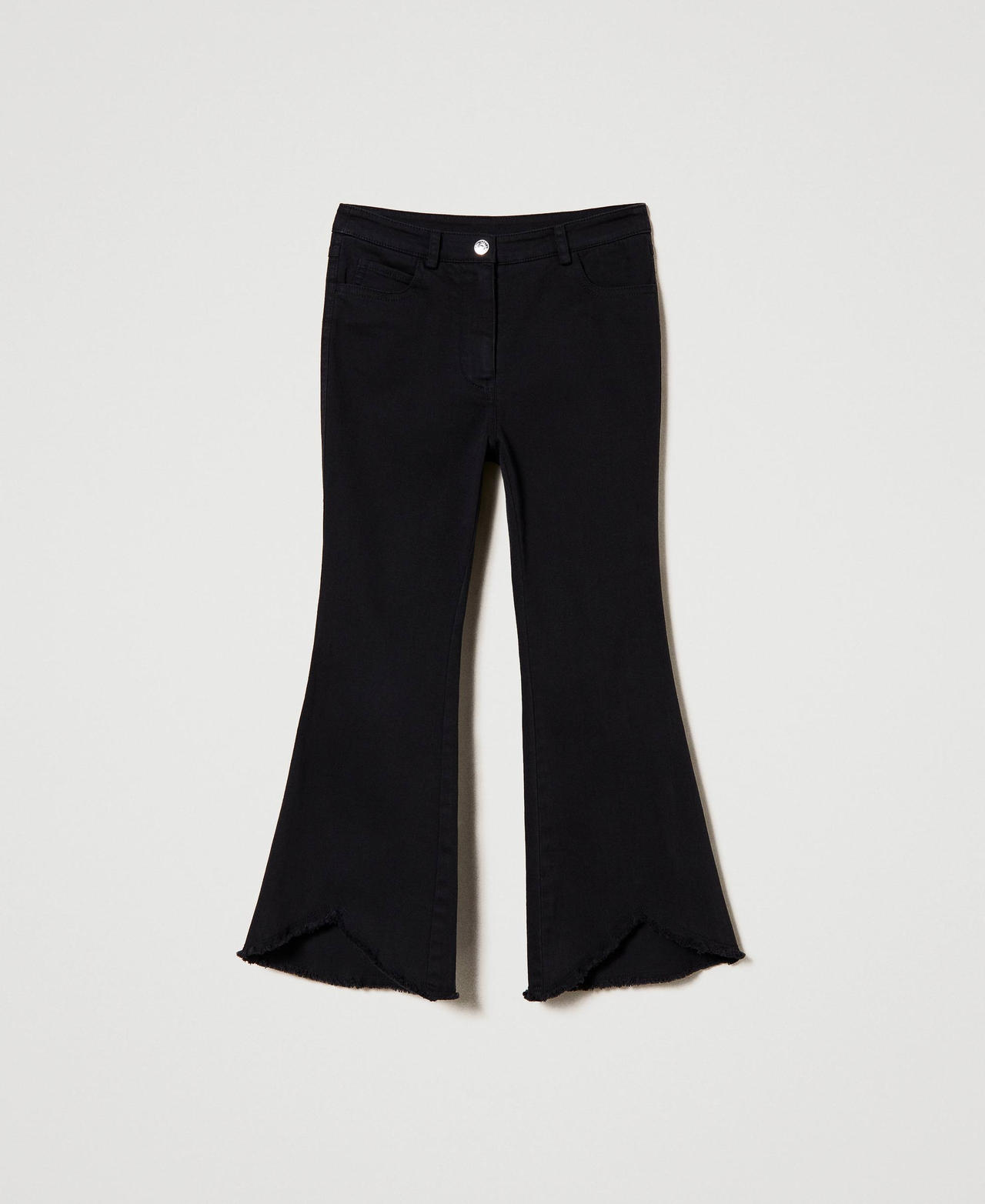 Расклешенные брюки из саржевого полотна Черный Девочка 232GJ2320-0S