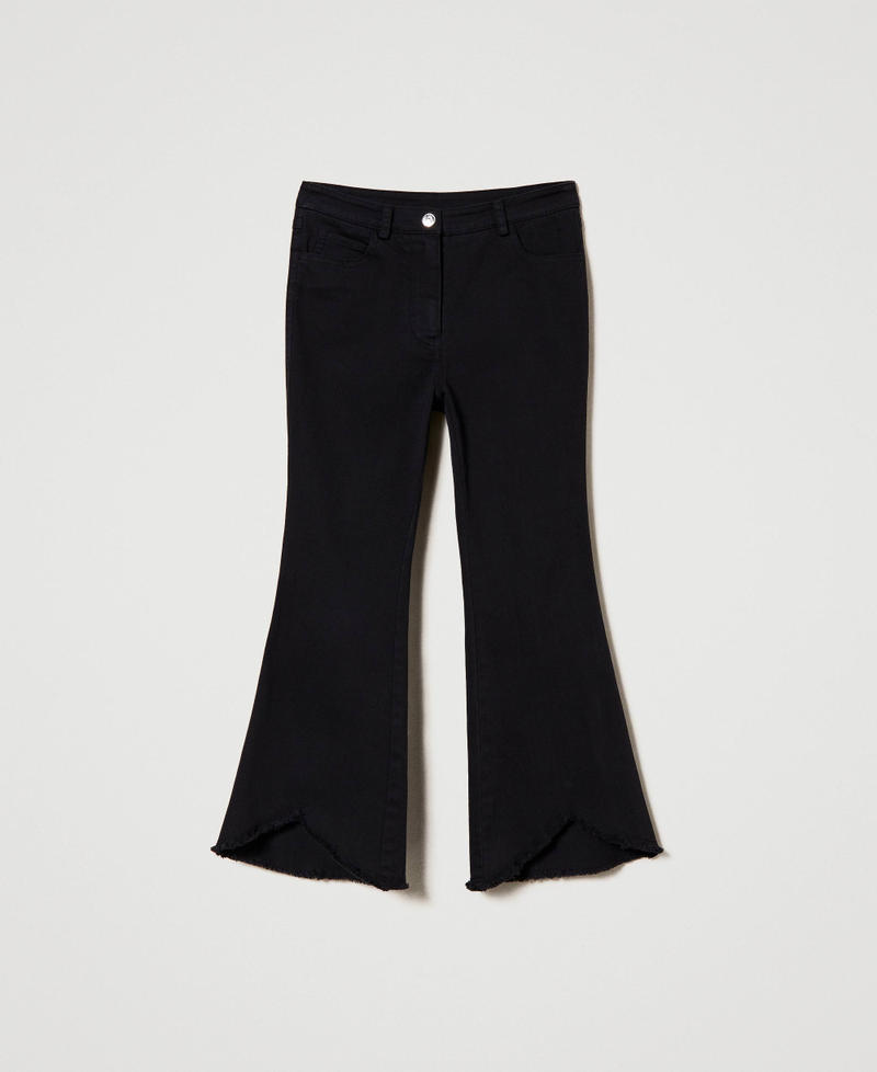 Расклешенные брюки из саржевого полотна Черный Девочка 232GJ2320-0S