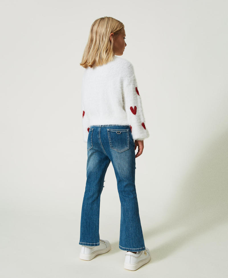 Jeans flare con rotture Denim Mid Blue Bambina 232GJ2350-03