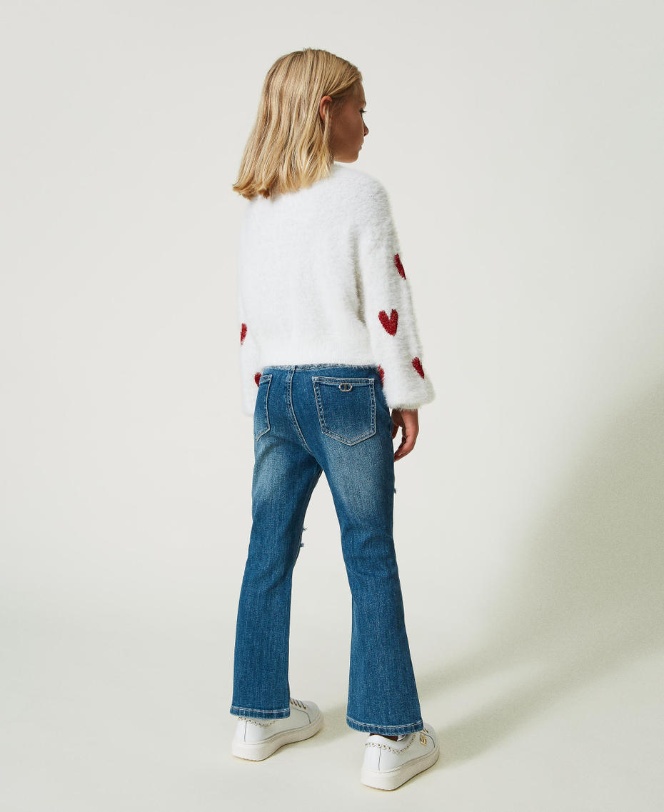 Расклешенные джинсы с разрывами Деним Средний Синий Девочка 232GJ2350-03