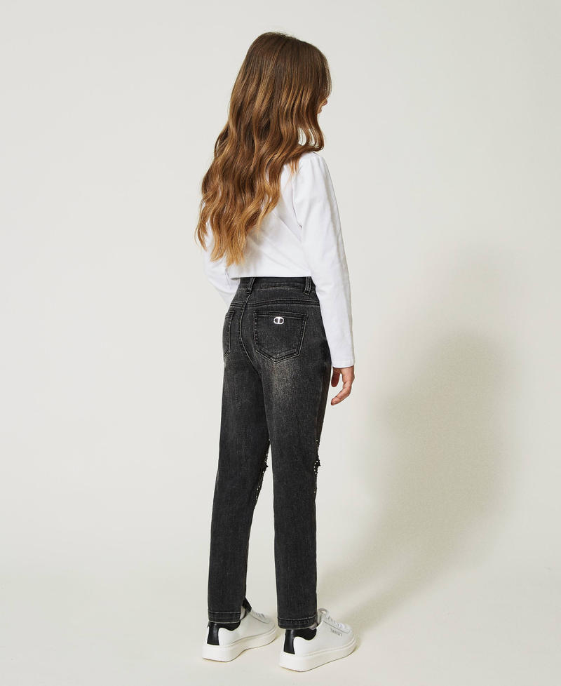 Rhinestone skinny jeans Rhinestones Black Denim Girl 232GJ2360-03