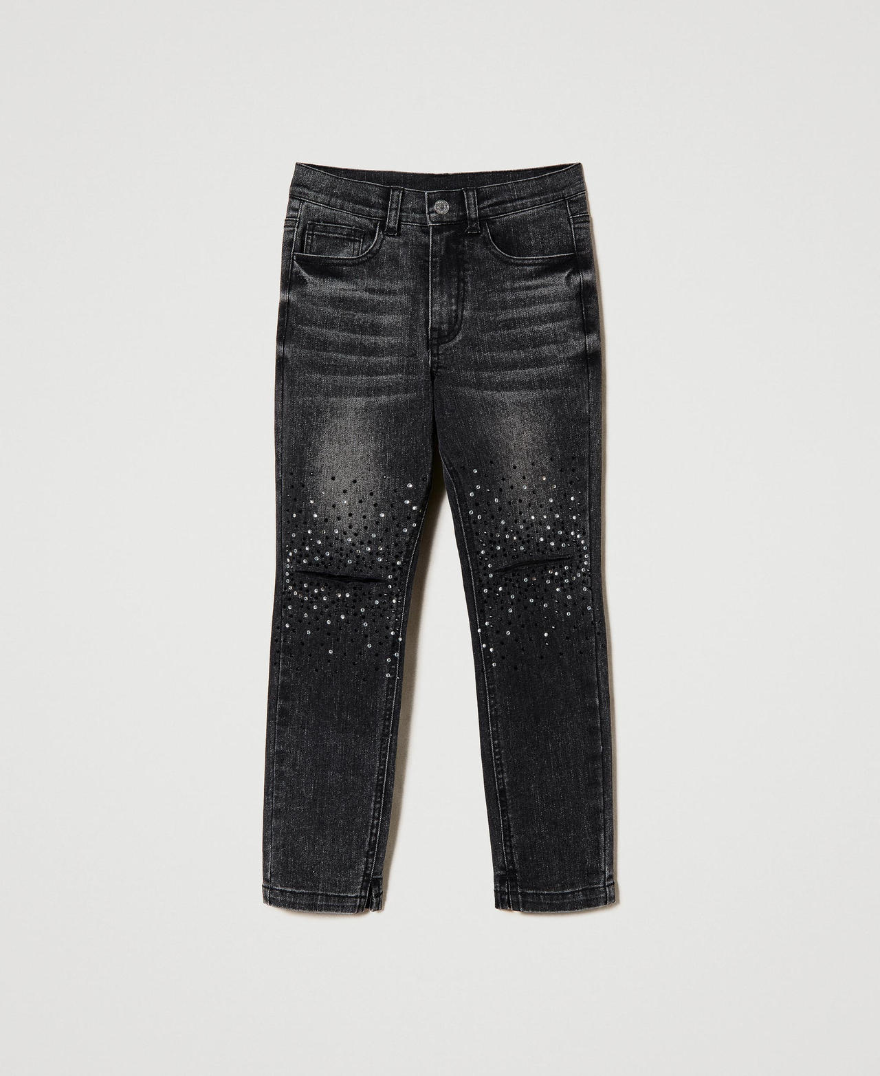 Rhinestone skinny jeans Girl, Black