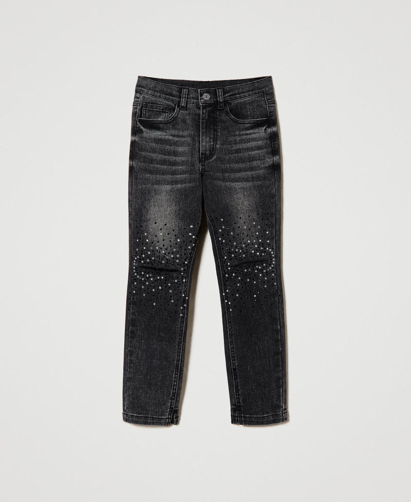 mnml RHINESTONE SKINNY DENIM サイズ30 Rhinestone skinny jeans Girl, Black | TWINSET Milano