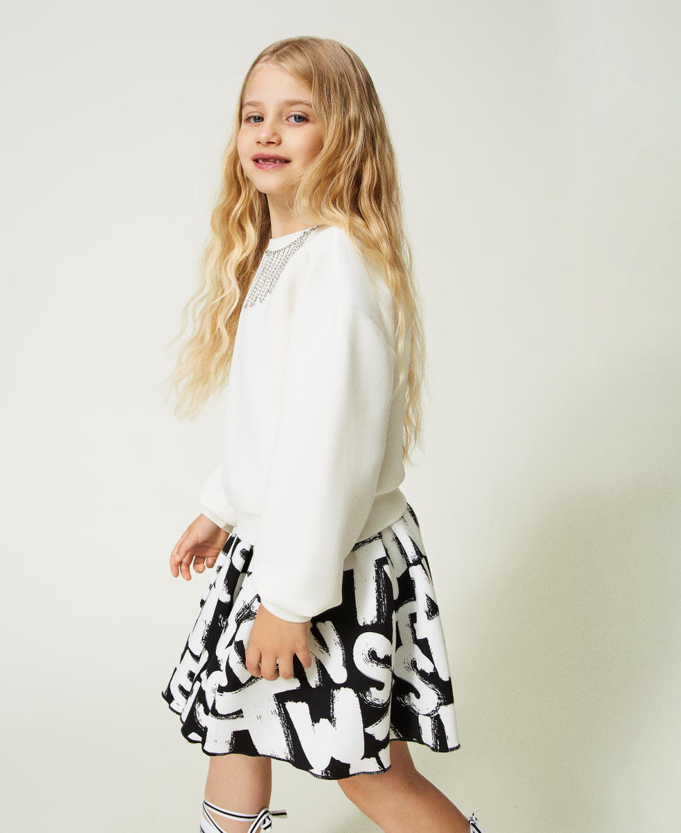 Boxy scuba sweatshirt with rhinestones White Snow Girl 232GJ2410_00282_02
