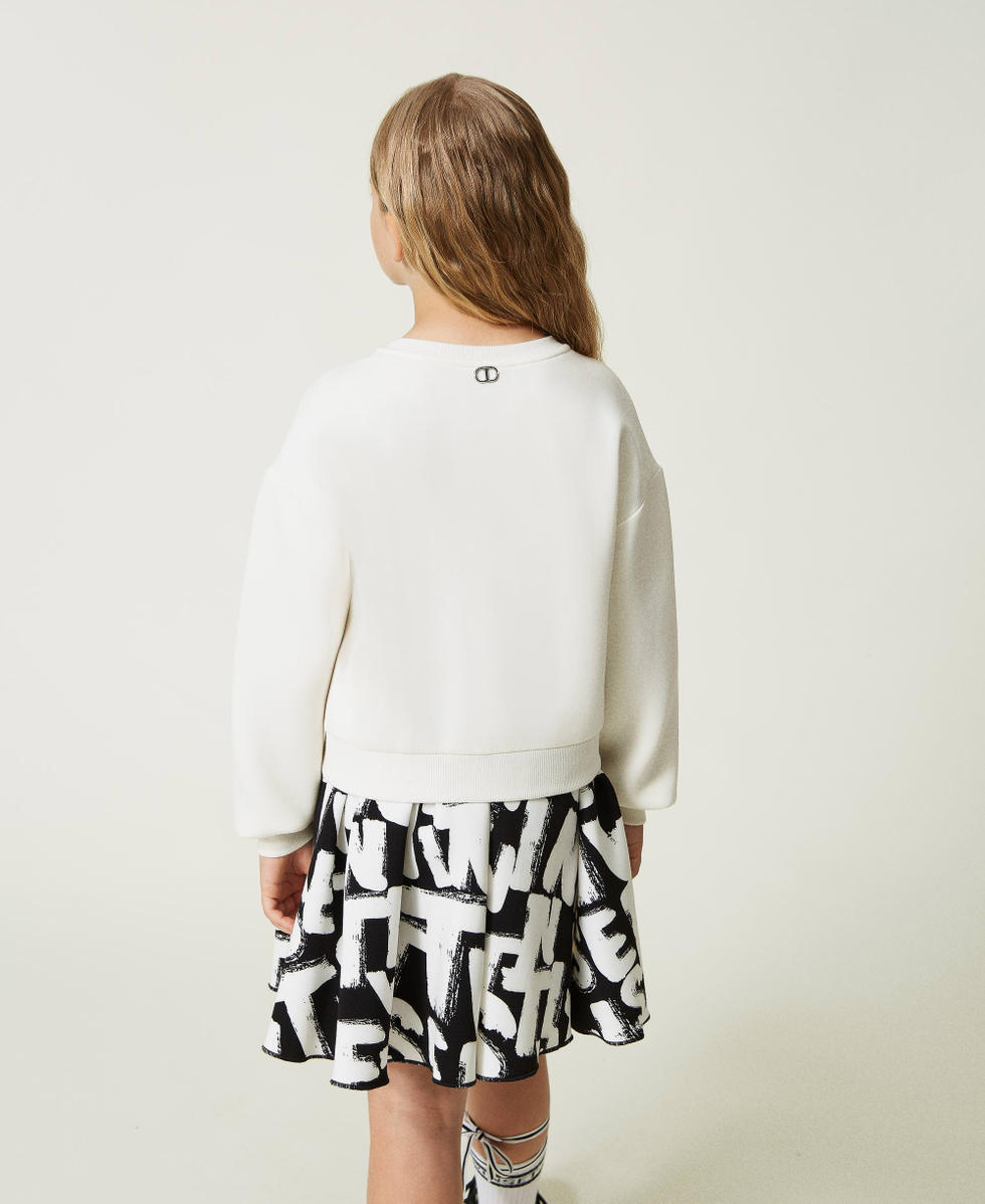 Boxy scuba sweatshirt with rhinestones White Snow Girl 232GJ2410_00282_03