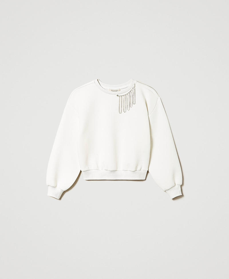 Boxy scuba sweatshirt with rhinestones White Snow Girl 232GJ2410-0S