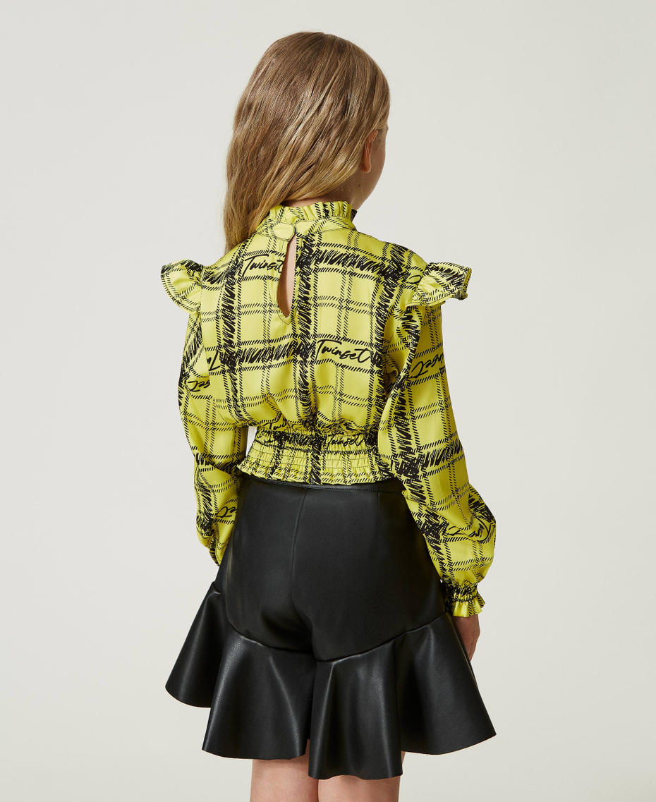 Twill blouse with check print
