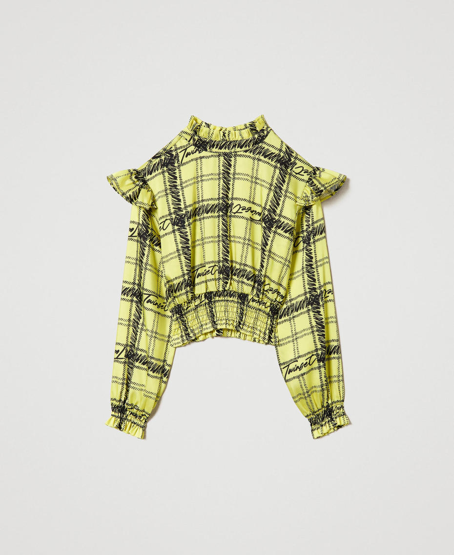 Twill blouse with check print