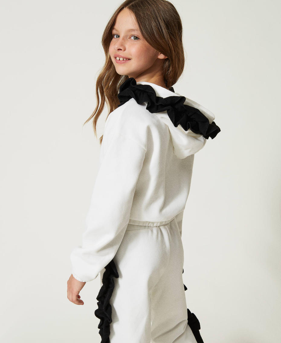 Sweat-shirt avec capuche et volants