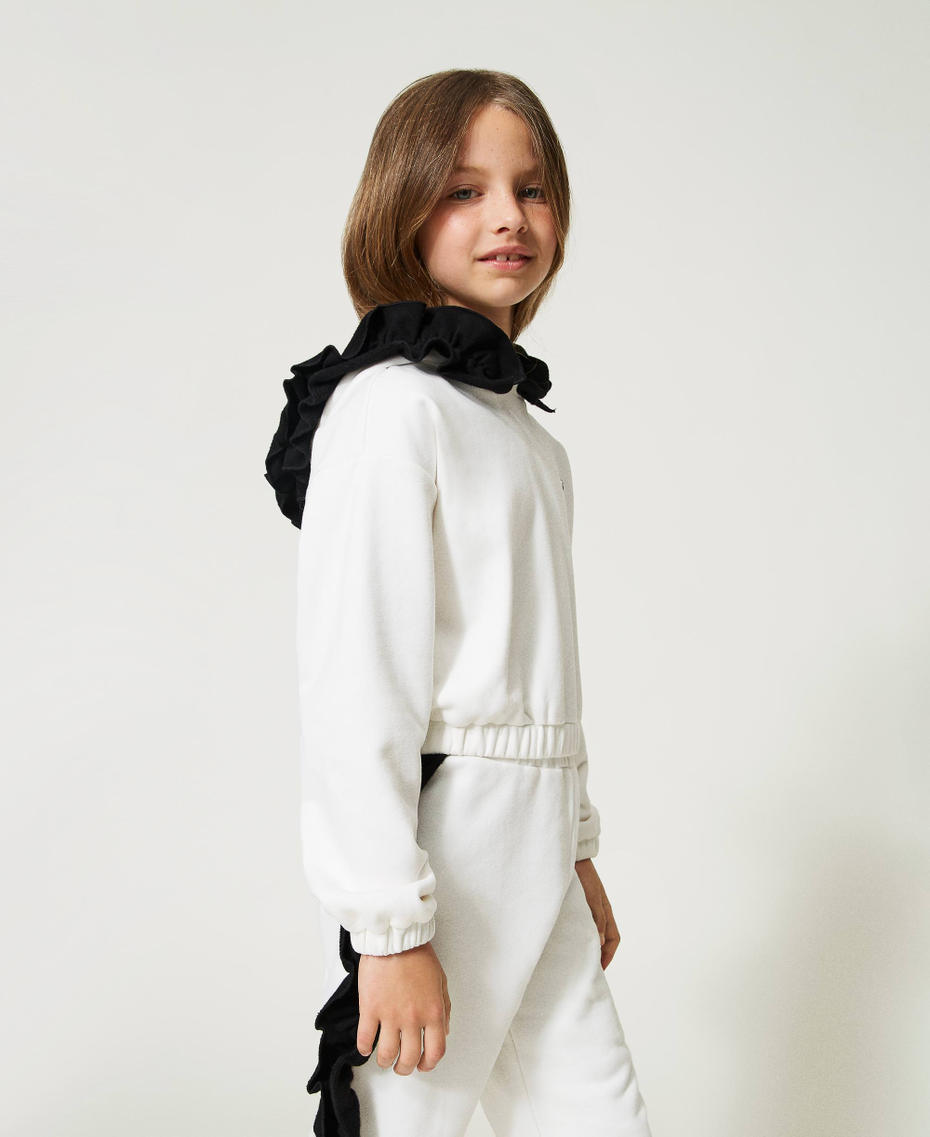 Sweat-shirt avec capuche et volants