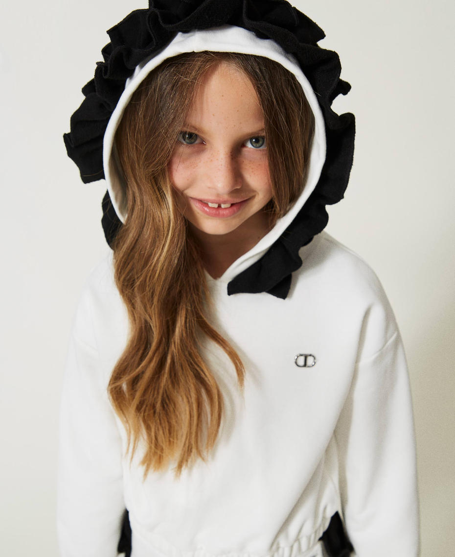 Sweat-shirt avec capuche et volants