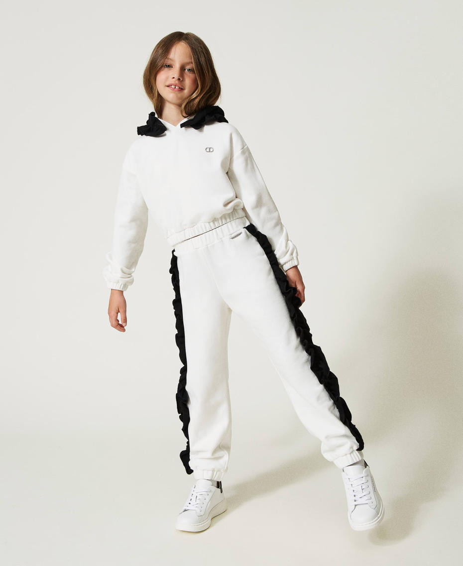 Felpa con cappuccio e volant