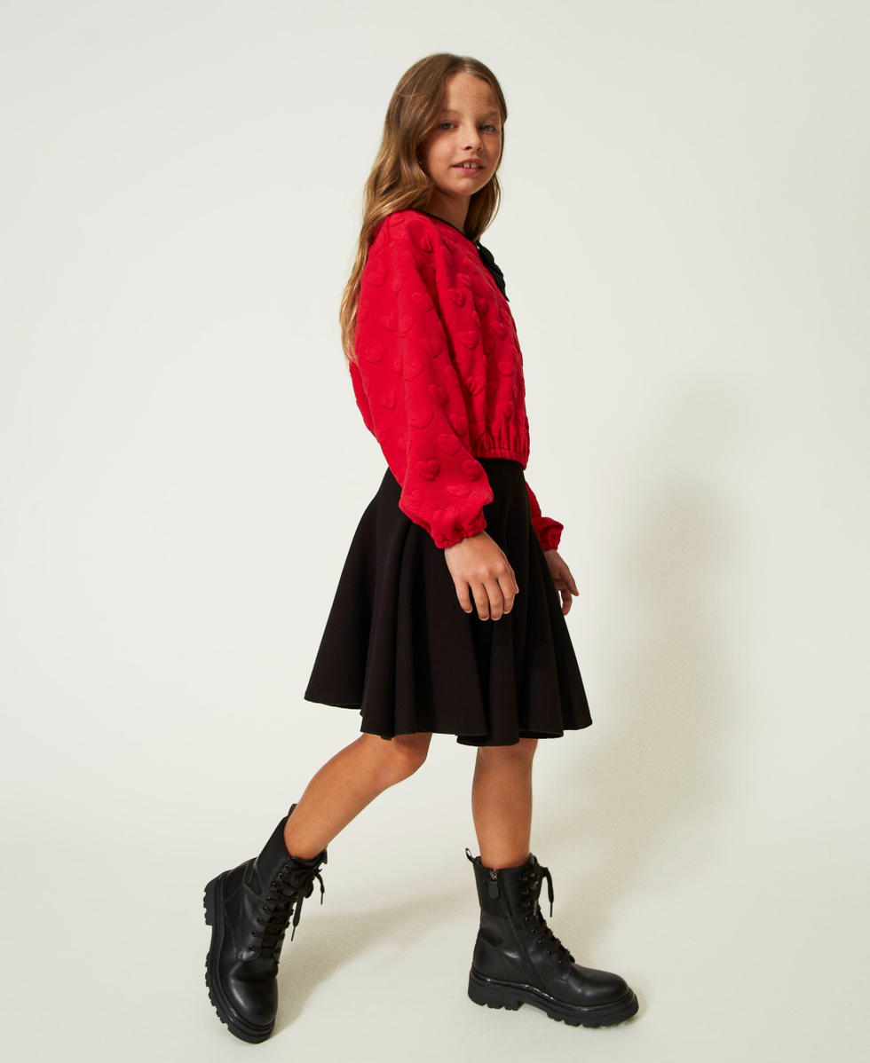 Sweat-shirt jacquard avec c&oelig;urs