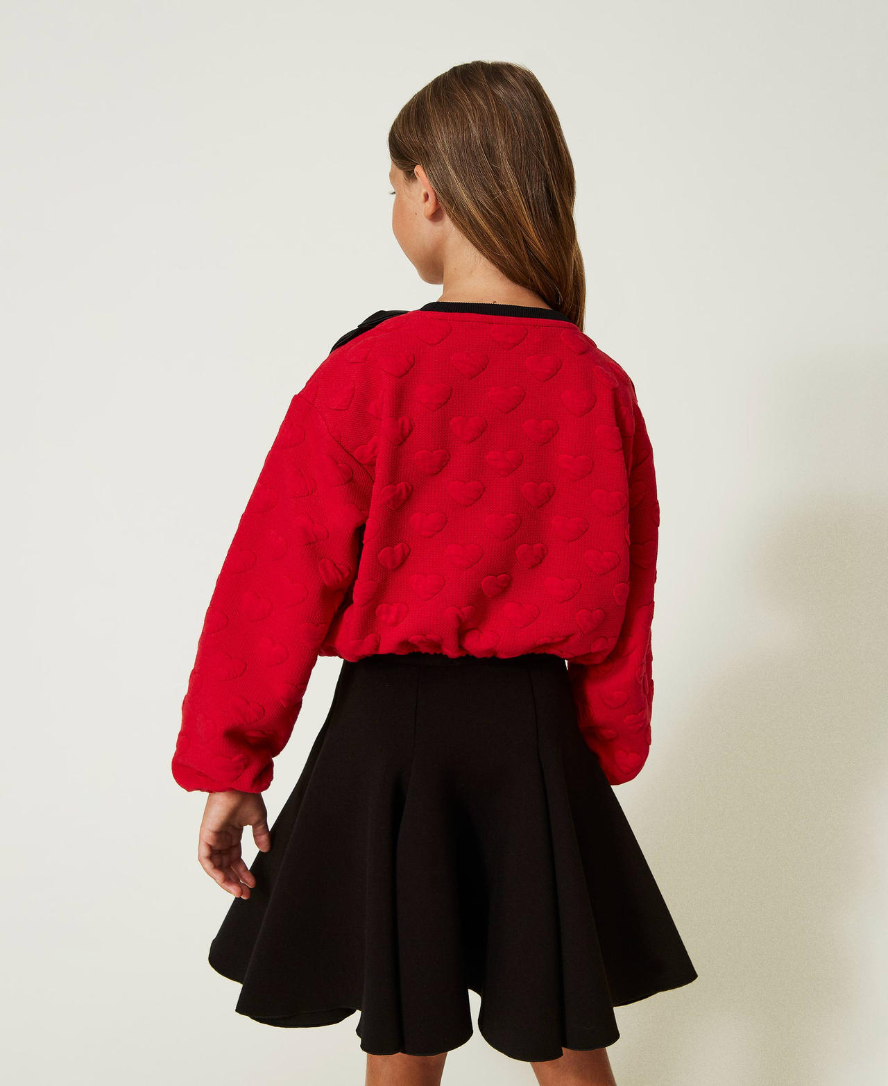 Jacquard sweatshirt with heart pattern