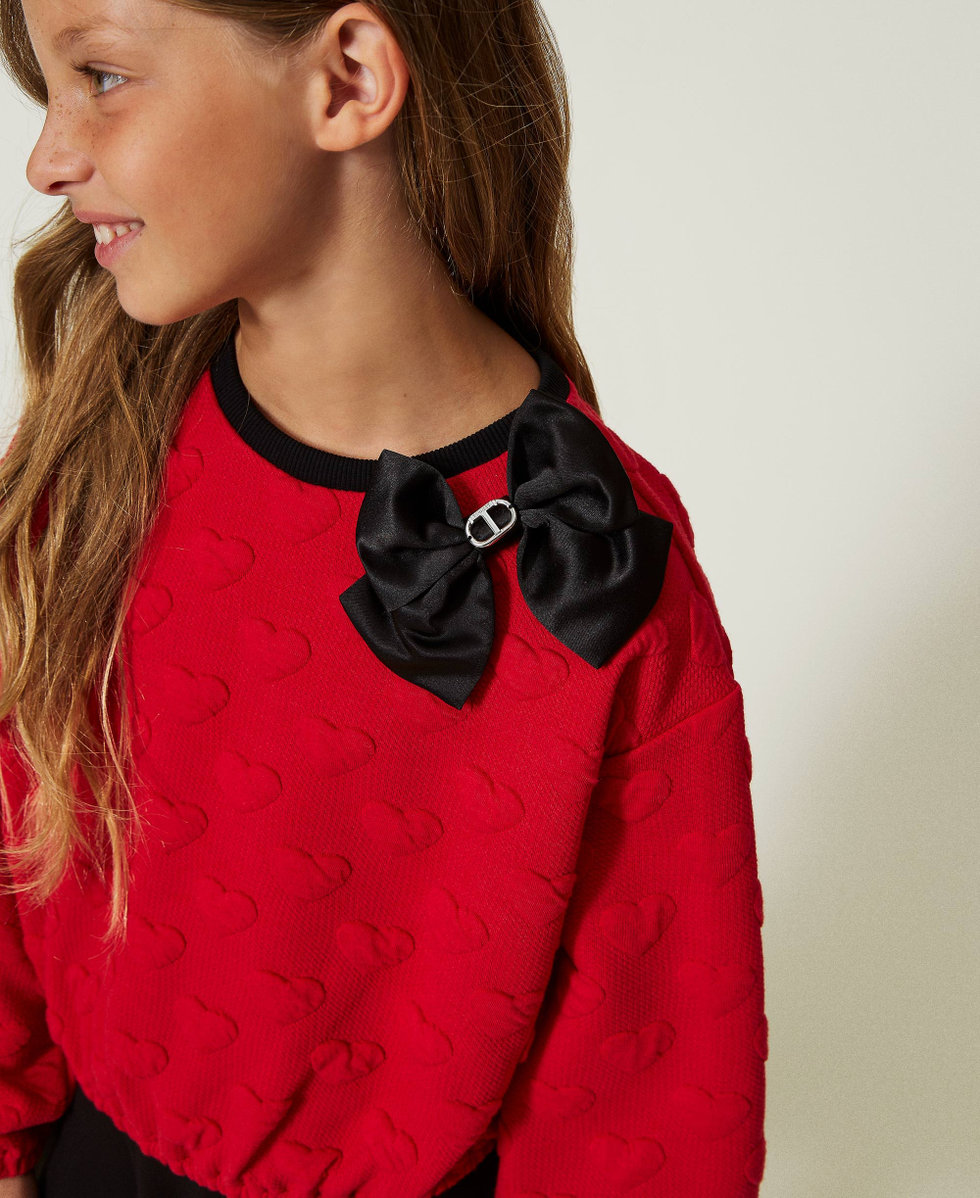 Sweat-shirt jacquard avec c&oelig;urs