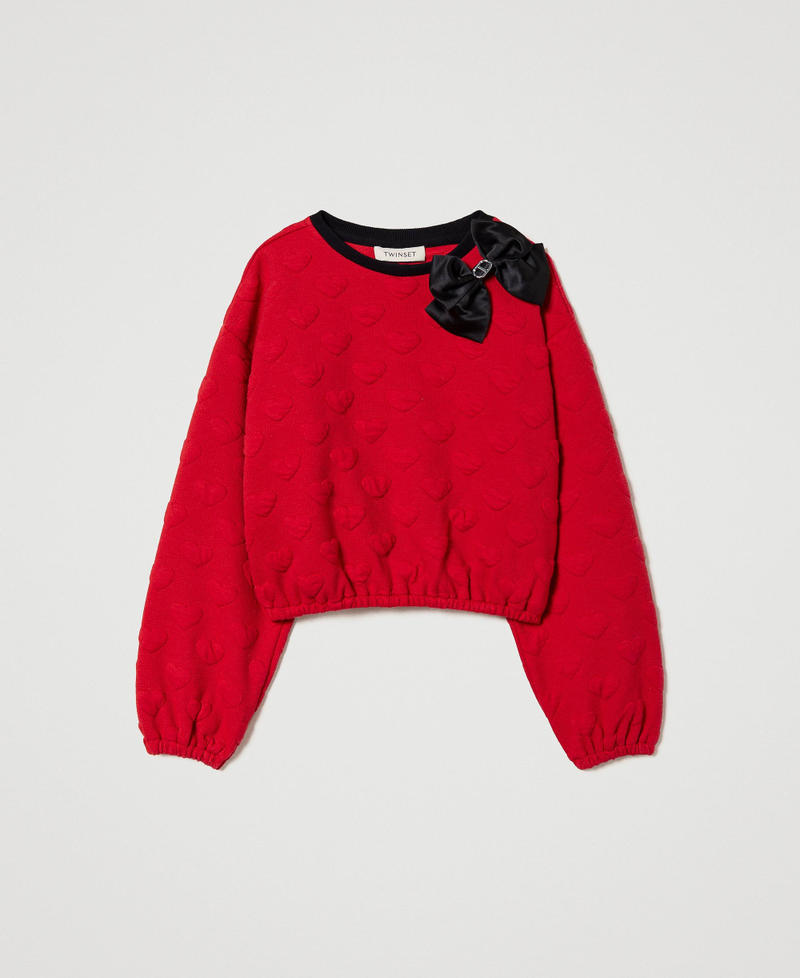 Jacquard sweatshirt with heart pattern