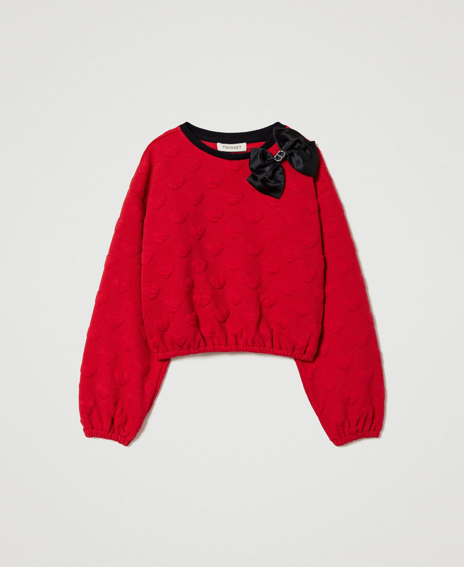 Jacquard sweatshirt with heart pattern