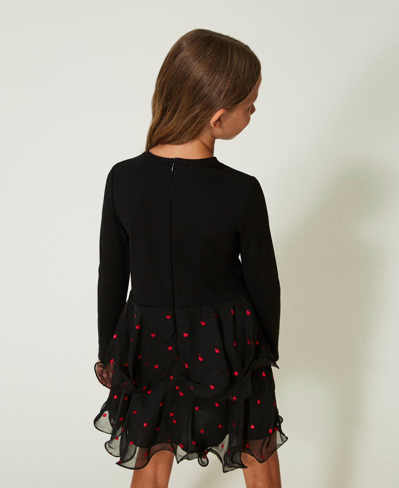 Short dress with heart pattern georgette