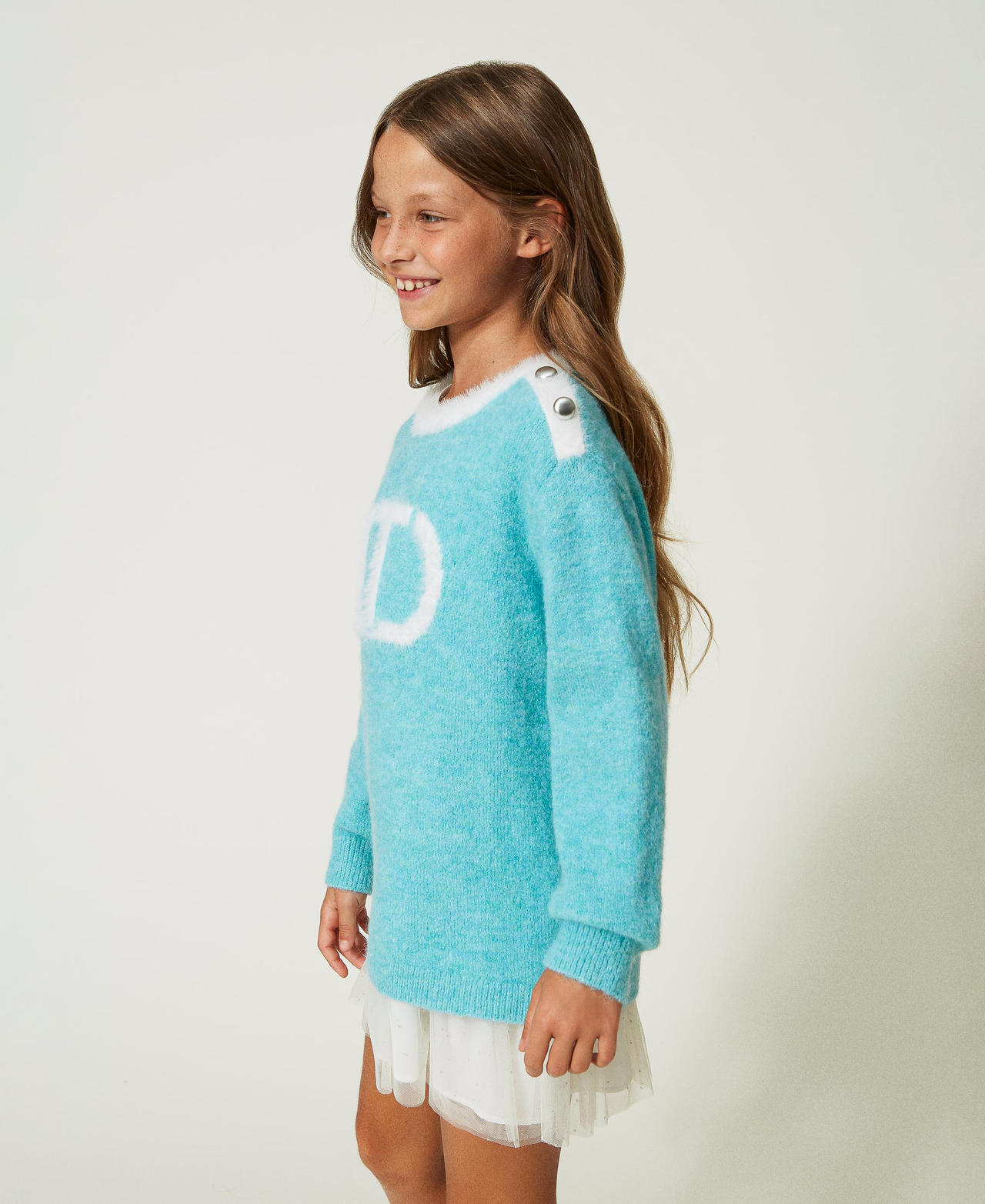 Short bouclé dress with Oval T