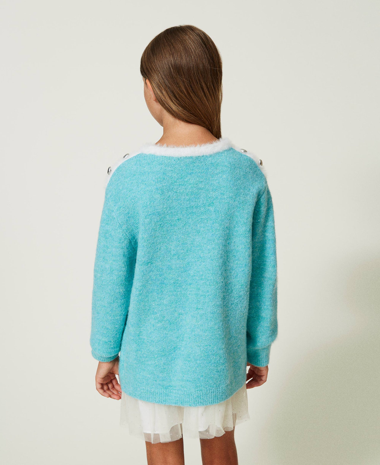 Abito corto in filato boucl&eacute; con Oval T