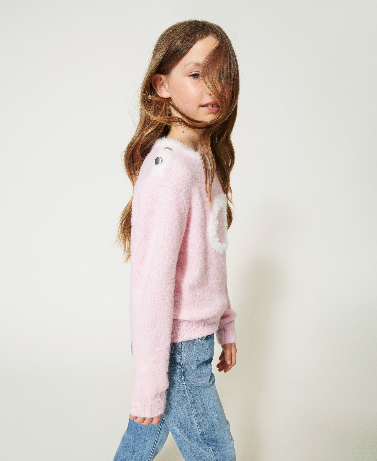 Bouclé jumper with Oval T