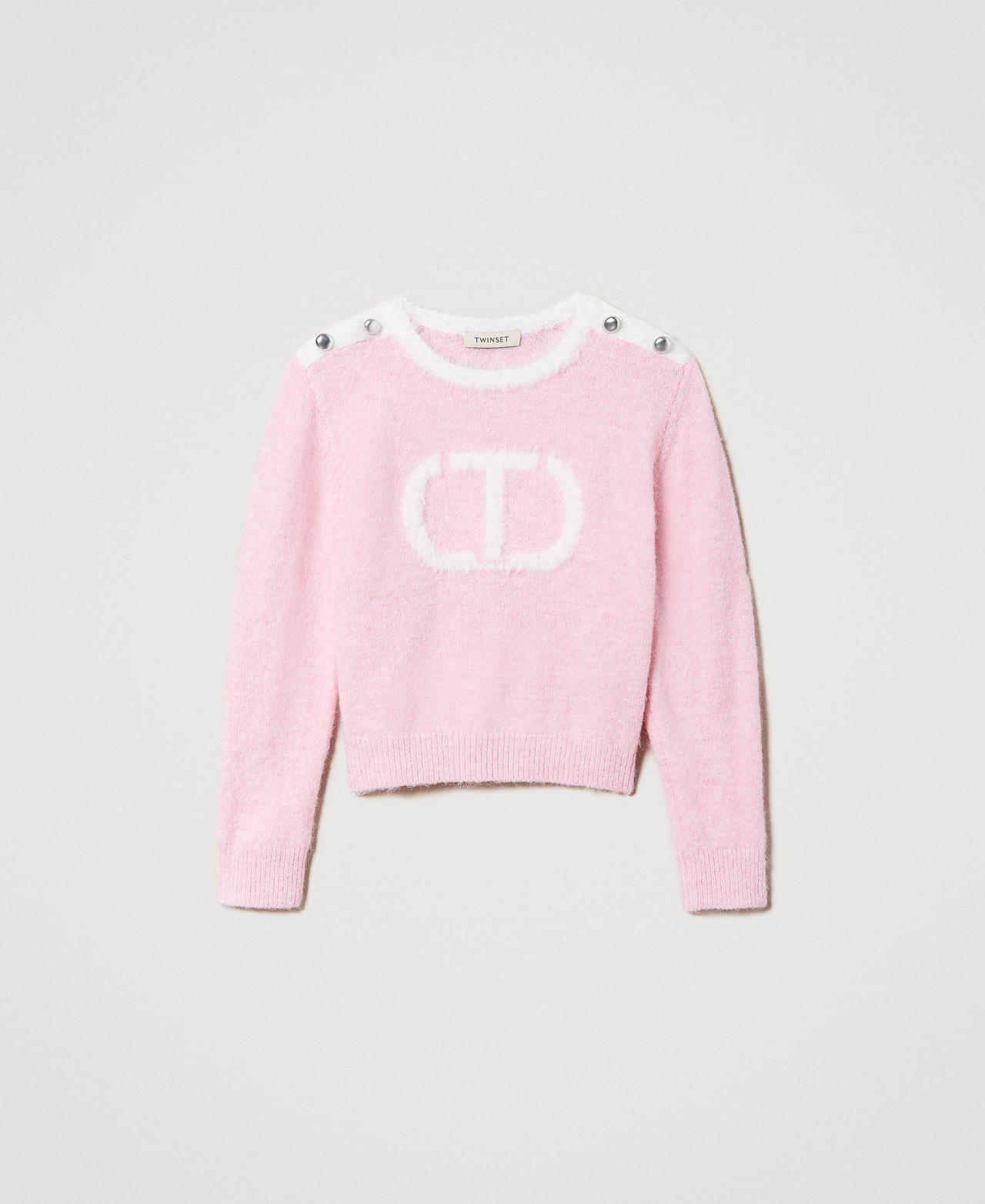 Bouclé jumper with Oval T