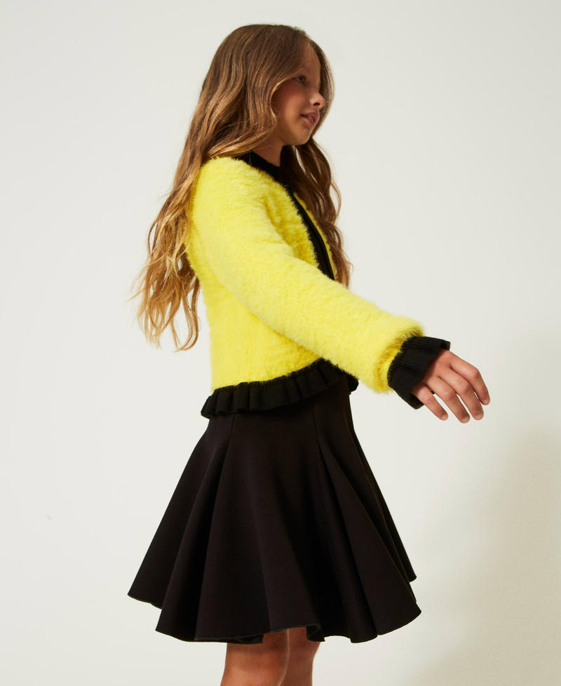 Plush toy-like jacket Two-tone Yellow / Snow Girl 232GJ3650_10929_02