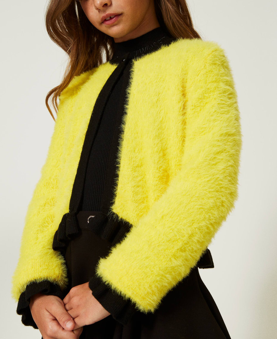 Plush toy-like jacket Two-tone Yellow / Snow Girl 232GJ3650_10929_04