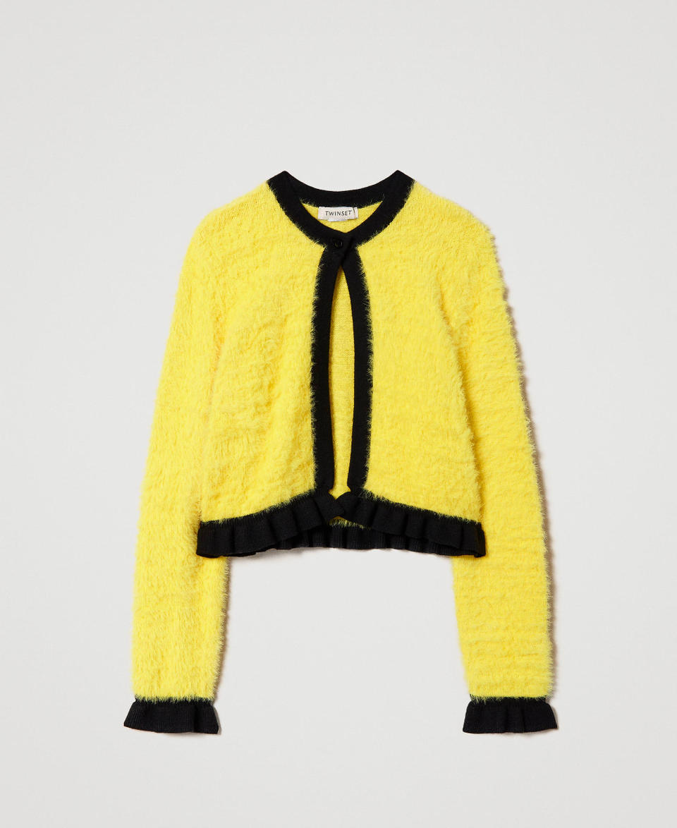 Plush toy-like jacket Two-tone Yellow / Snow Girl 232GJ3650_10929_S0