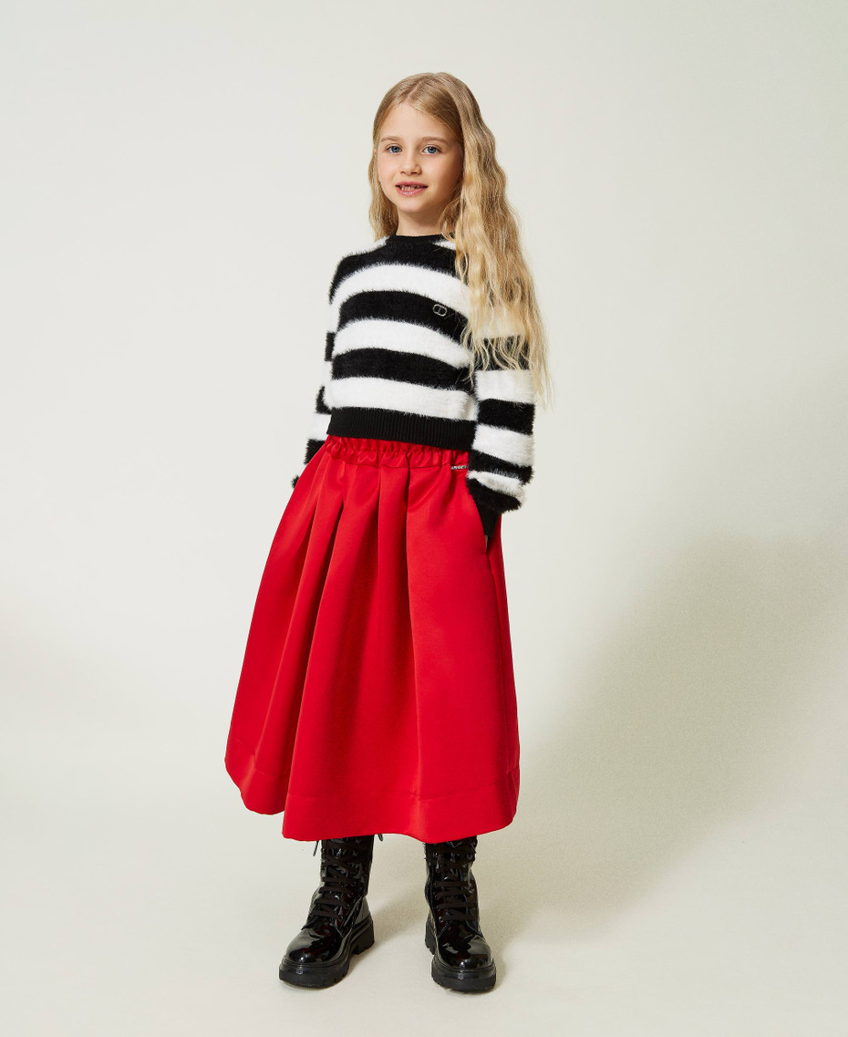 Maglietta A Righe Bianco-Nera Per Ragazze 7-8 Anni - Maniche Corte, Scollo Rotondo, Costine Morbida - 4