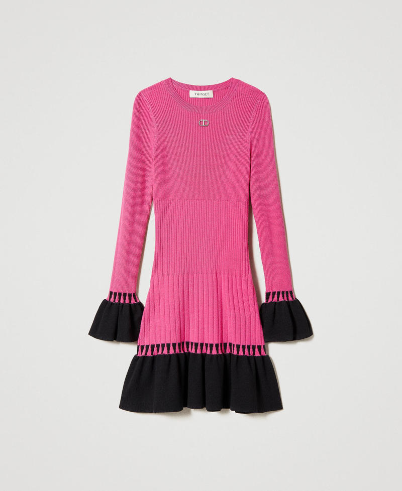 Short ribbed dress with flounces