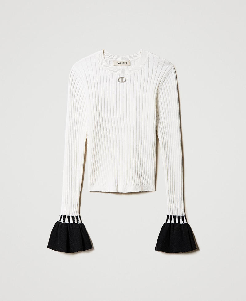 Ribbed jumper with flounces