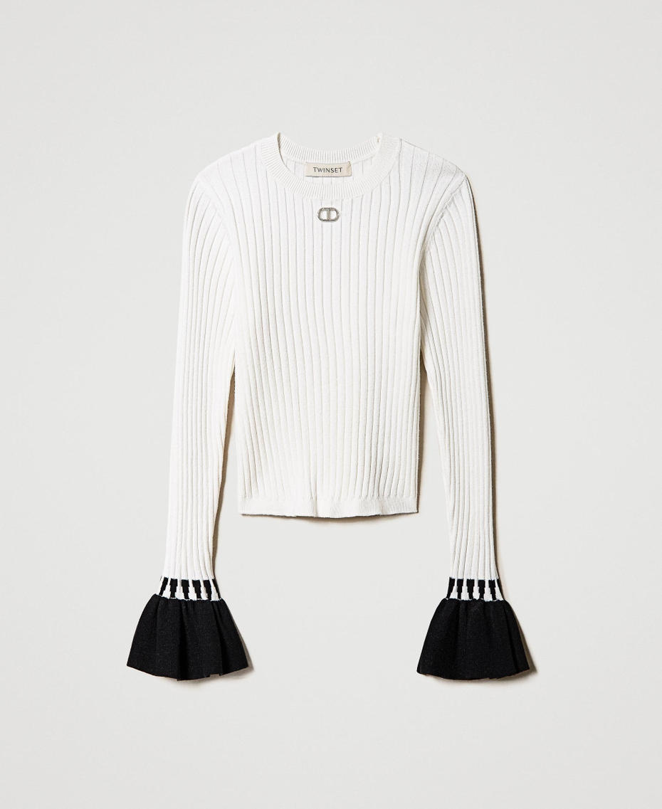 Maglia a costine con balze