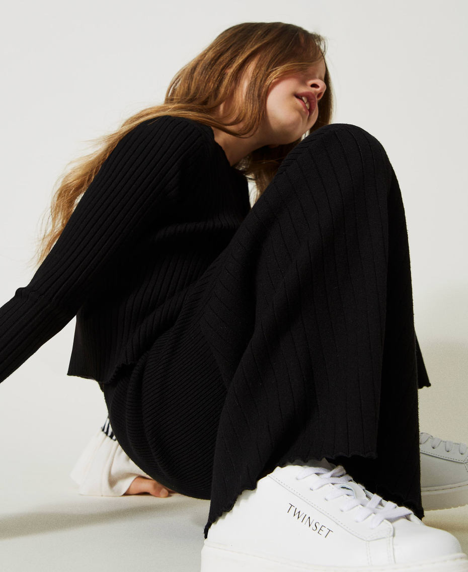 Pleated knit palazzo trousers