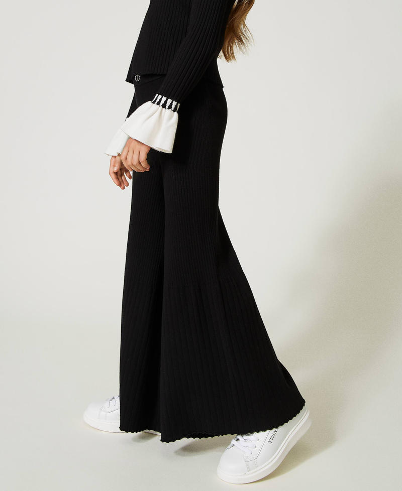 Pleated knit palazzo trousers