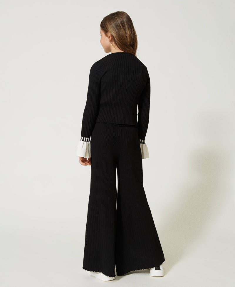 Pleated knit palazzo trousers