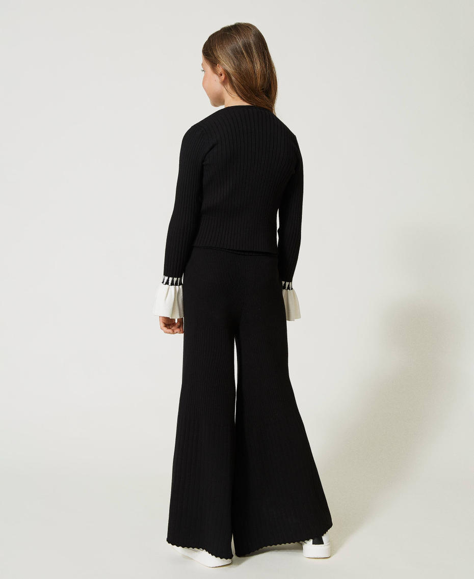 Pleated knit palazzo trousers Black Girl 232GJ3723-04