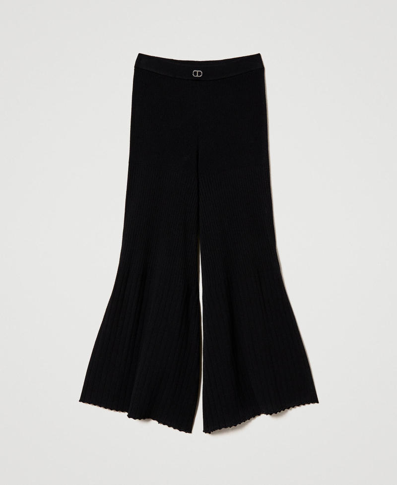 Pleated knit palazzo trousers Black Girl 232GJ3723-0S