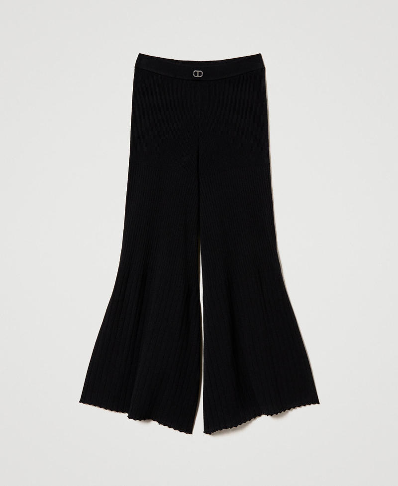 Pleated knit palazzo trousers