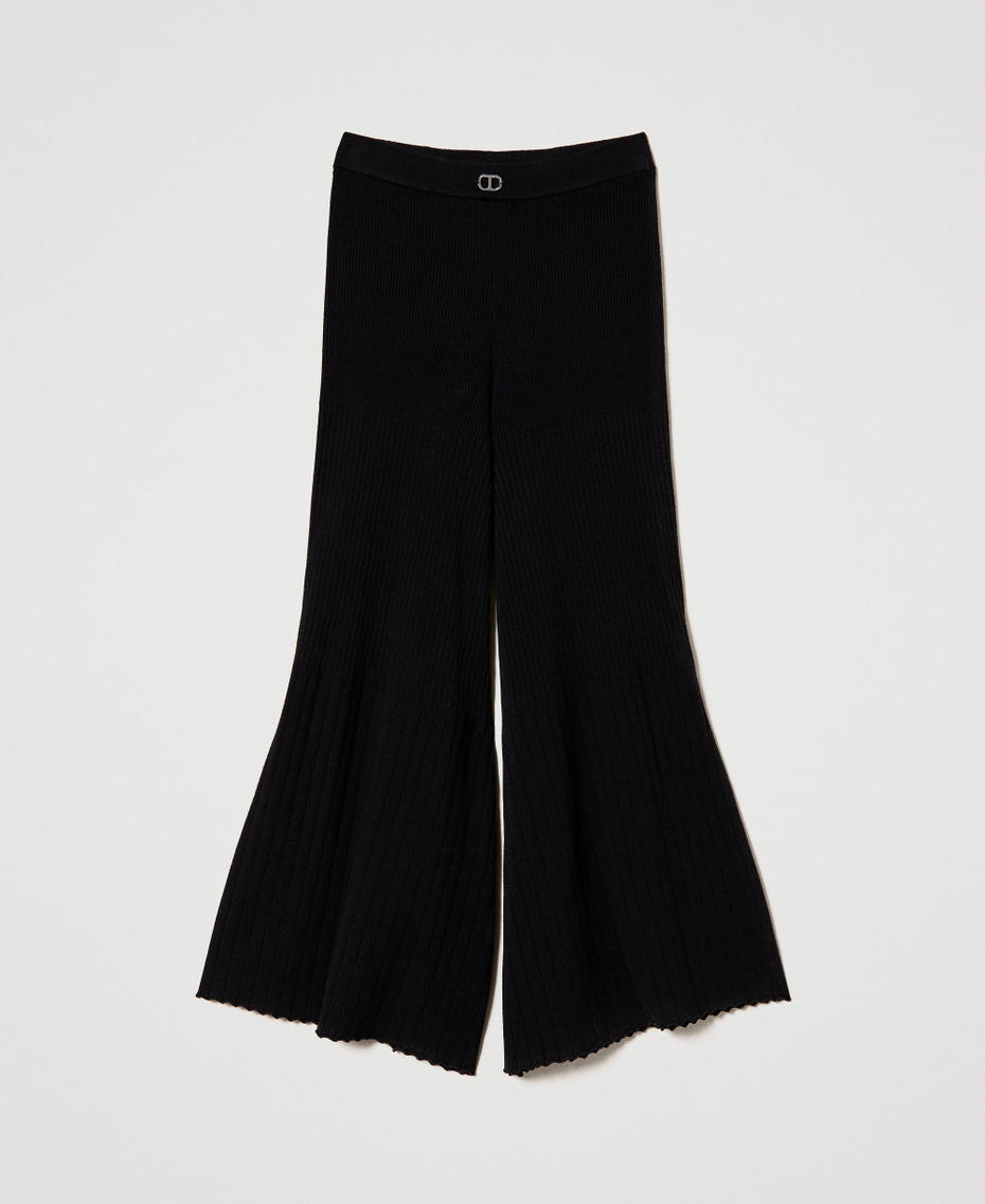Pleated knit palazzo trousers