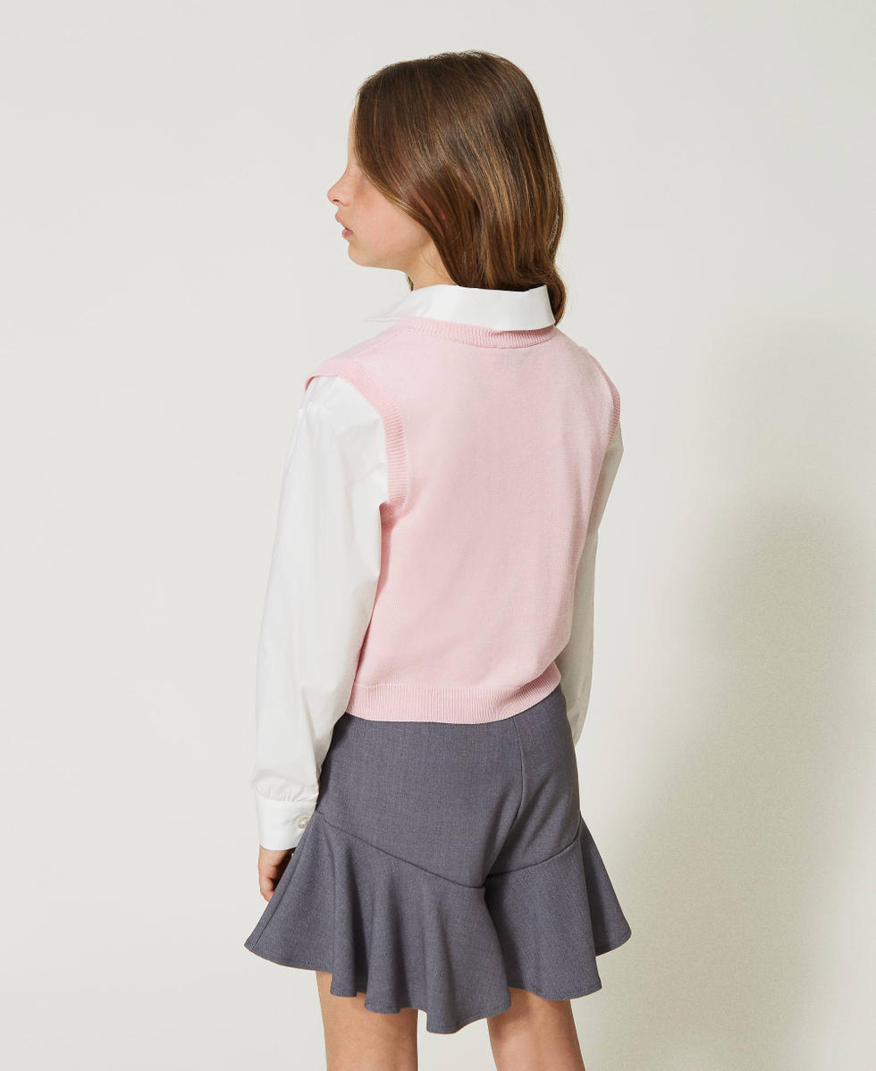 Wool blend jumper vest with inlay