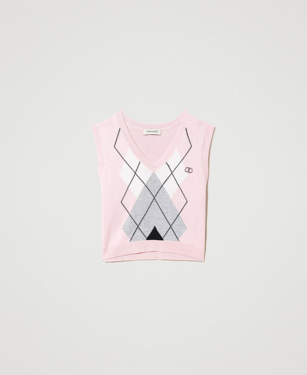 Wool blend jumper vest with inlay