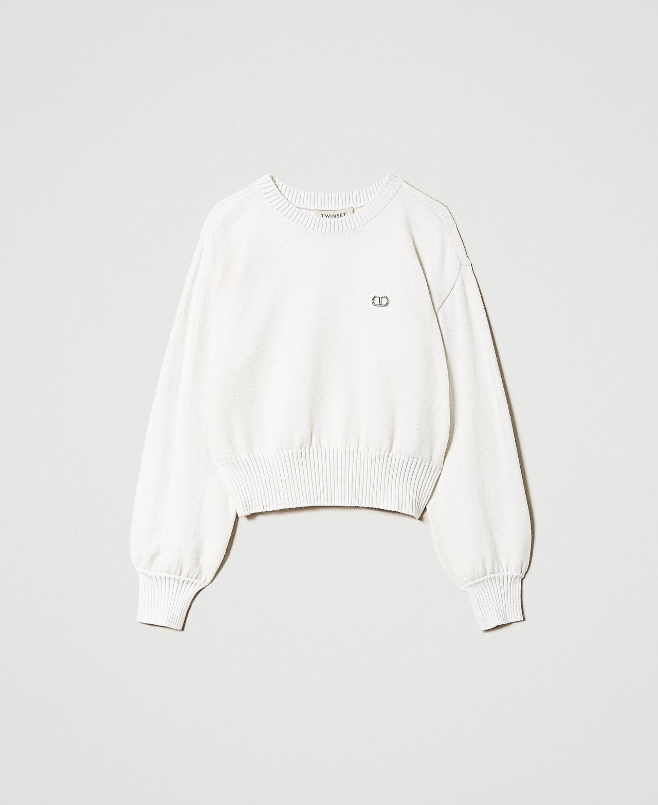 Viscose blend jumper with Oval T Off White Girl 232GJ3740_00526_0S