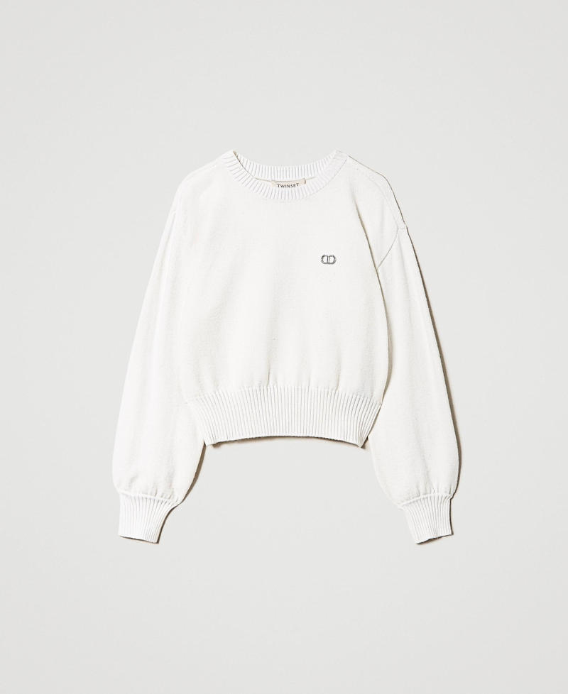 Viscose blend jumper with Oval T Off White Girl 232GJ3740_00526_0S
