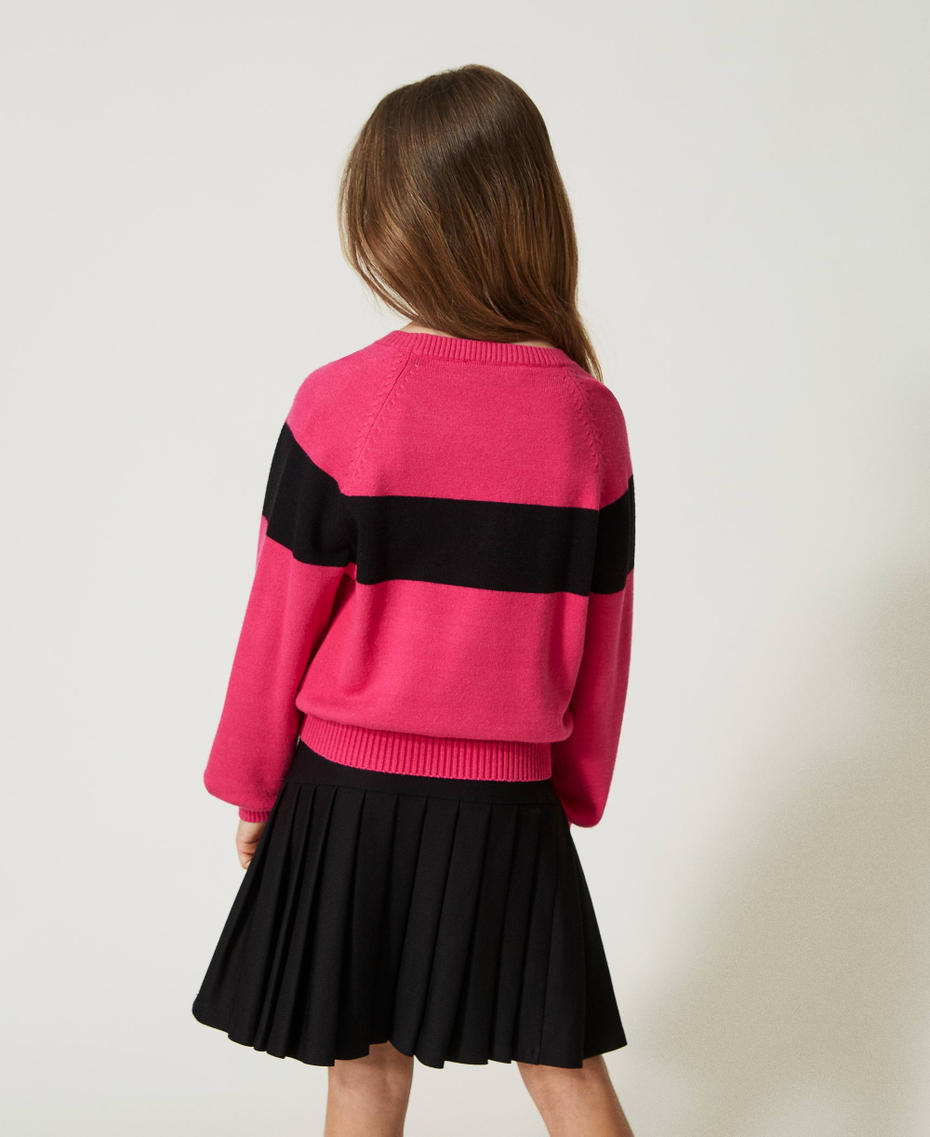 Jumper with embroidered logo Two-tone Neon Pink / Black Girl 232GJ3744-03