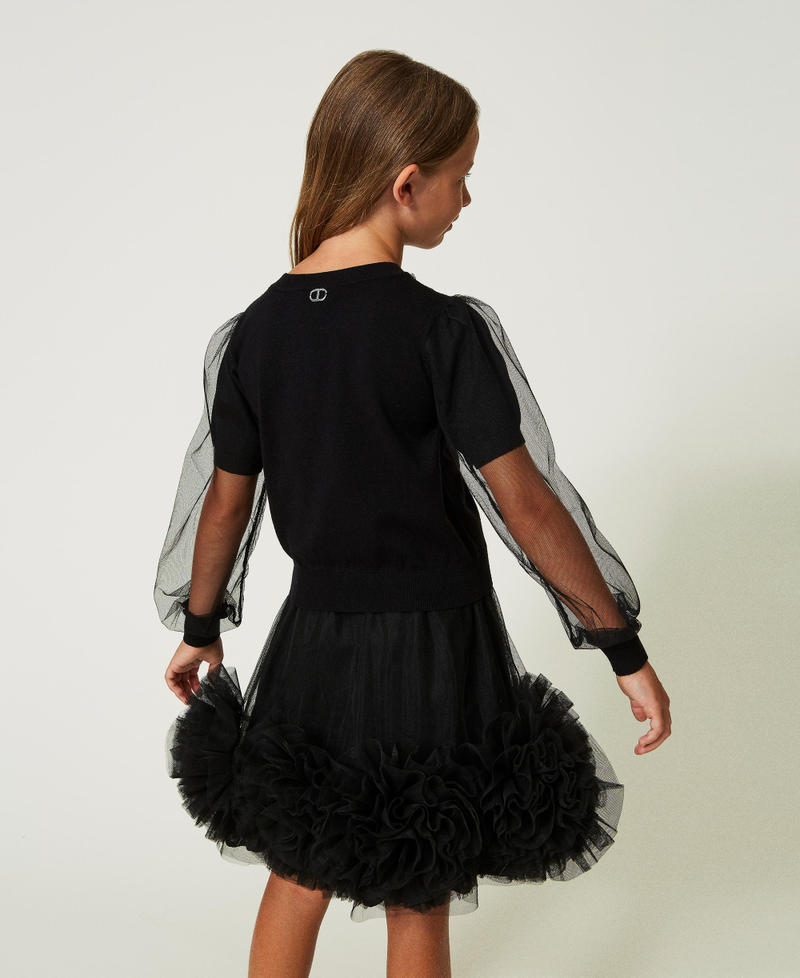 Jumper with tulle and hand-sewn appliqués Black Girl 232GJ3761-03
