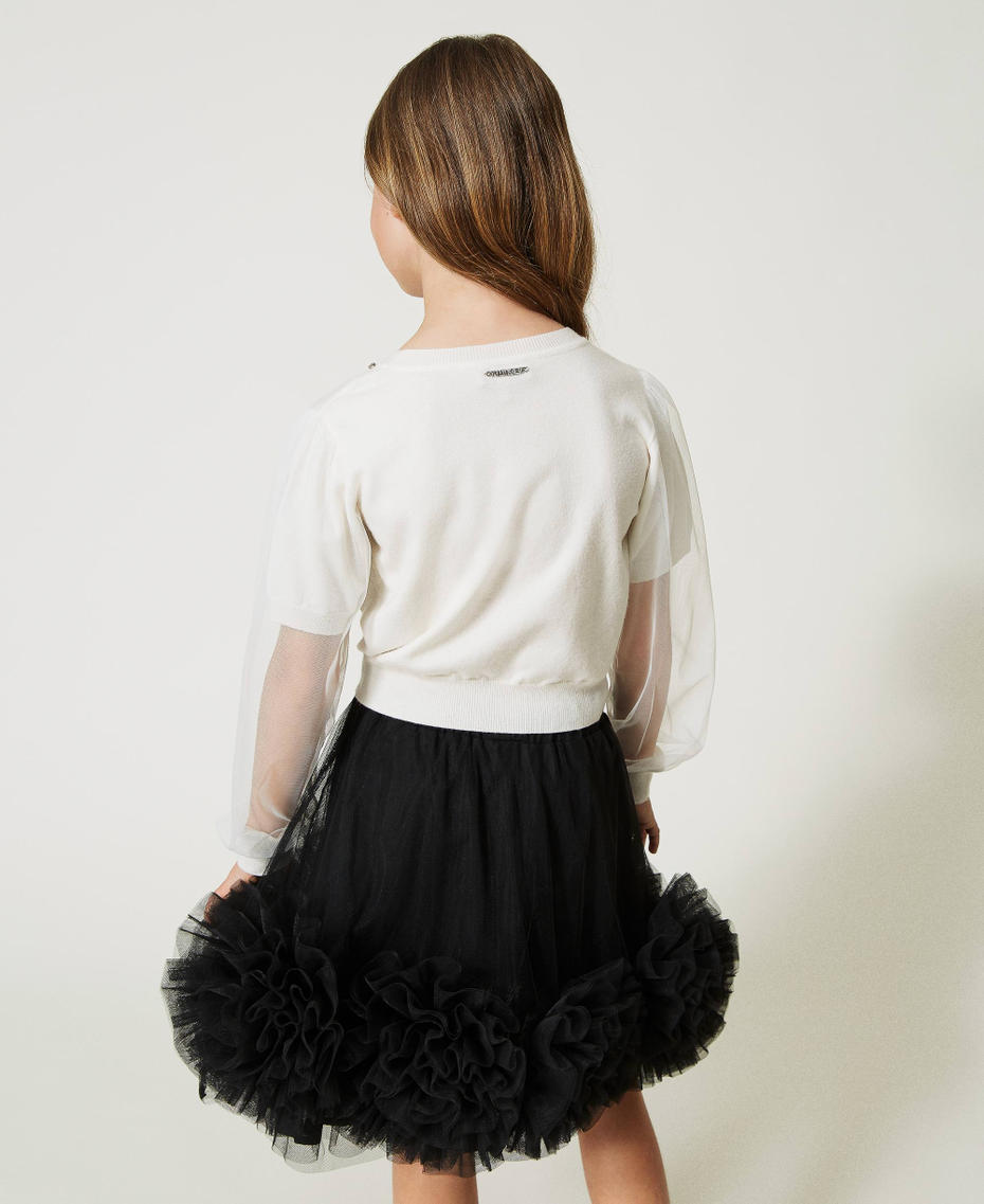 Jumper with tulle and hand-sewn appliqués Black Girl 232GJ3761-03