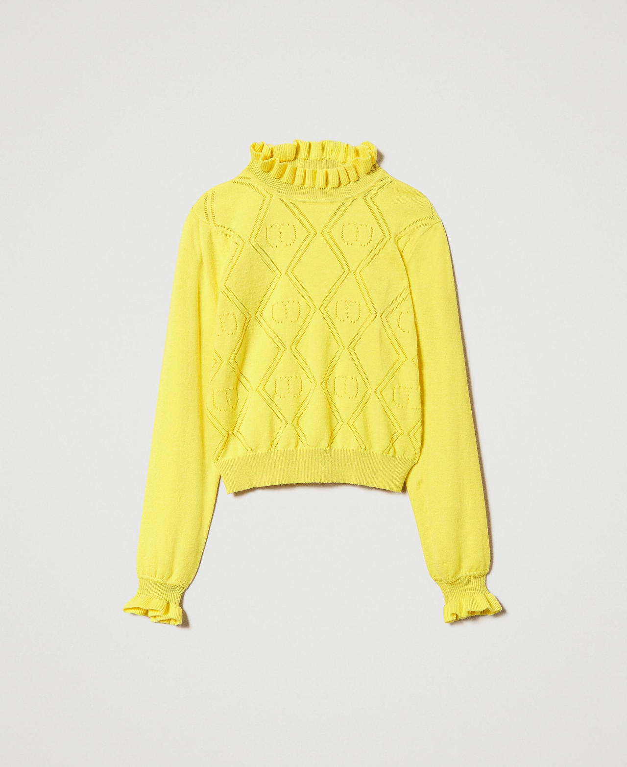 Pullover aus Wollmischung mit „Oval T“-Dessin Gelb Mädchen 232GJ3771_03394_0S